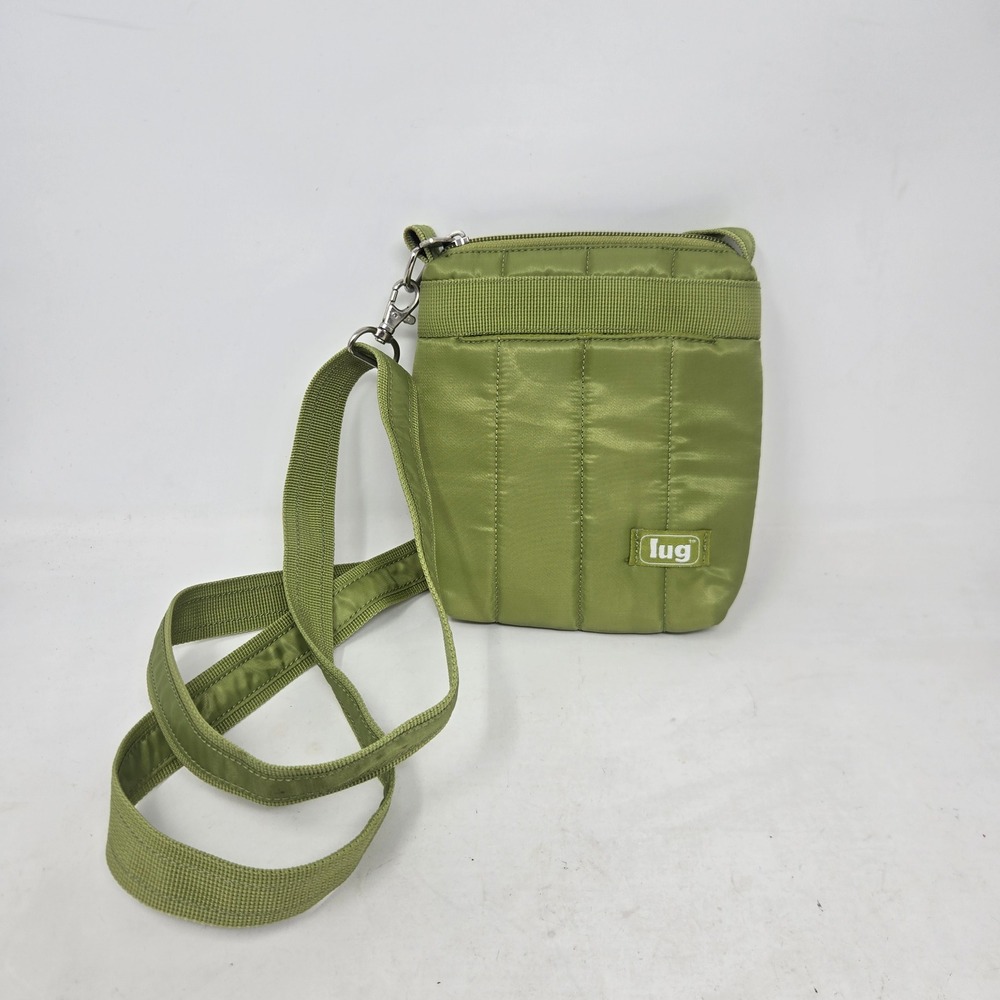 Lug Quilted Crossbody Bag Green Nylon‎ Mini Travel Shoulder Bag Adjustable Strap